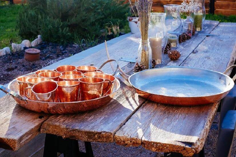 15 Inch Copper Paella Pan - Hand Hammered - Serves 6