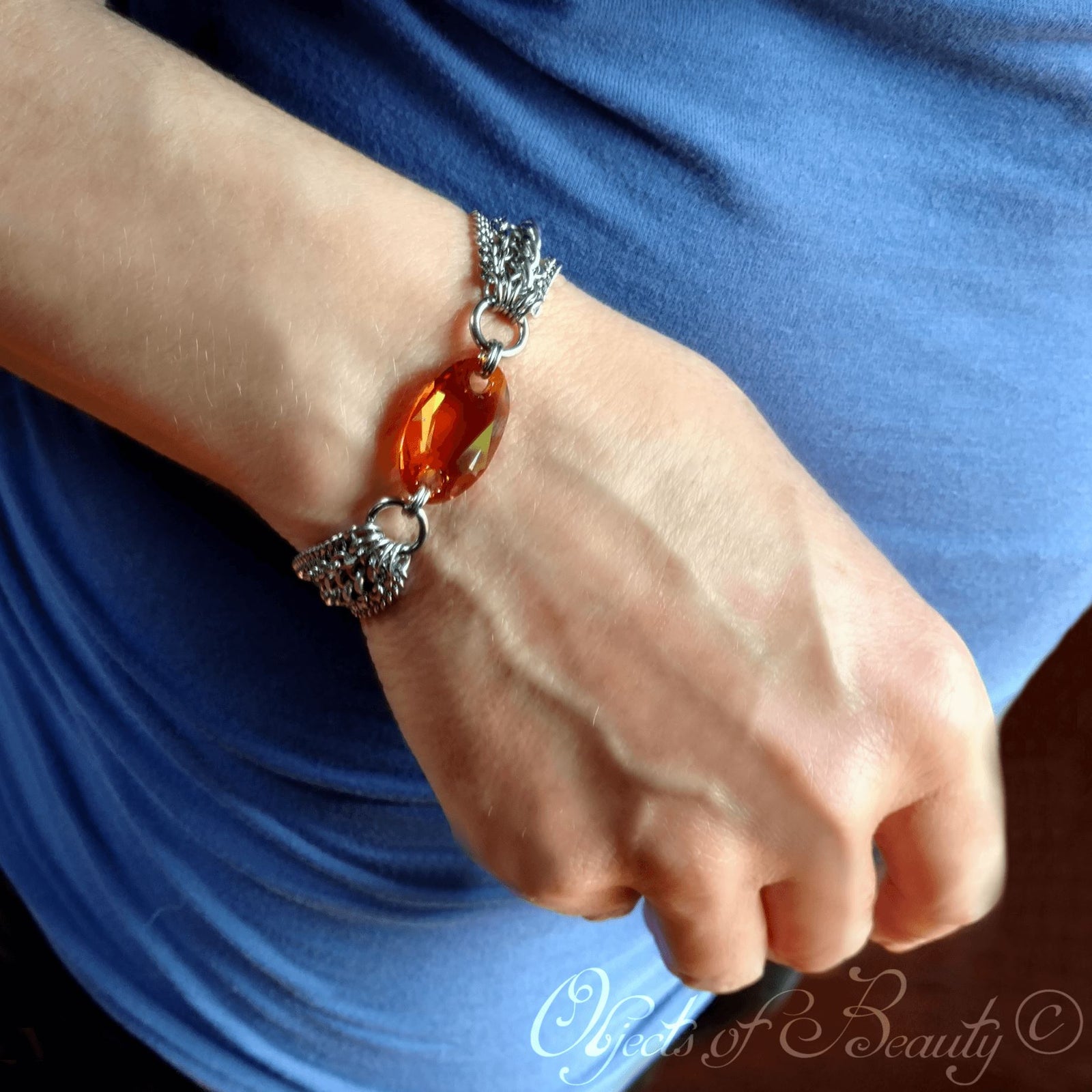 Curiosity Rapt In Maille Crystal Bracelet Bracelets Rapt In Maille Copper Amber (Brighter and more transparent than Smoked Topaz) 