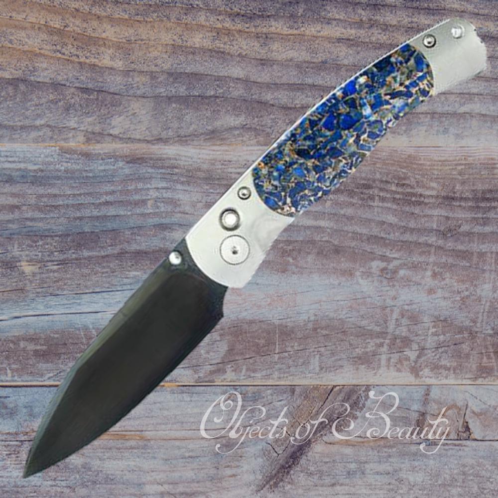 Abalone Inlaid Pocket 3 w/ Damascus Body and Blade Santa Fe