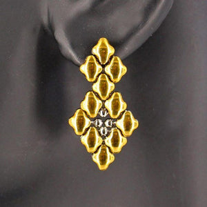 Evalina Stainless Steel w Yellow Gold Titanium Earrings | SG Liquid Metal Earrings Sergio Gutierrez Liquid Metal Jewelry 