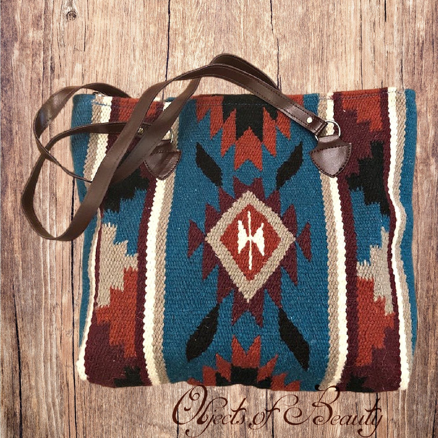 Eye of the Storm Southwestern Wool Tote Handwoven Bag Objects of Beauty 