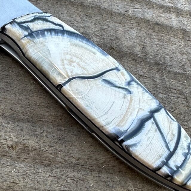 Fossilized Woolly Mammoth Kershaw Leek w Plain Blade | Yellowstone Spirit Collection Knives Santa Fe Stoneworks 