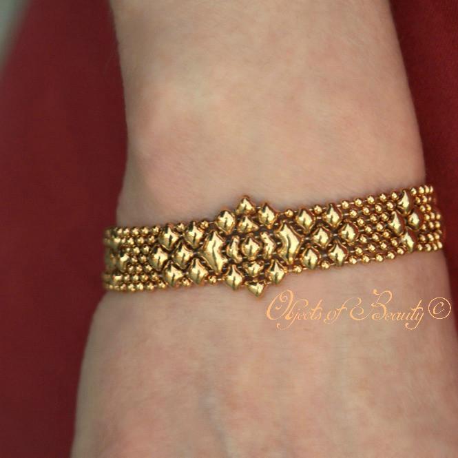 Golden Mini Rose SG Liquid Metal Bracelet Bracelets Sergio Gutierrez Liquid Metal Jewelry 8" Large Bright Gold 