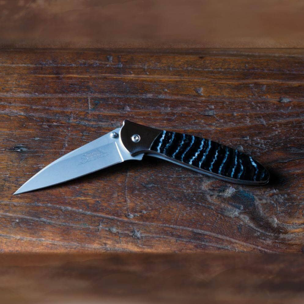 Black Fossilized Woolly Mammoth Tooth 4" Kershaw Leek Knife | Yellowstone Spirit Southwestern Collection Knives Santa Fe Stoneworks 