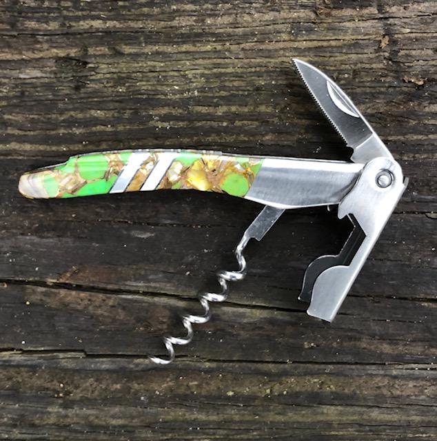Green Kingman Turquoise Corkscrew w Bronze Matrix | Santa Fe Stoneworks Corkscrew Santa Fe Stoneworks  | Yellowstone Spirit Southwestern Collection