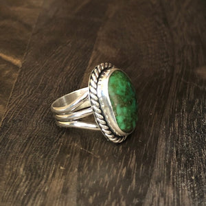 Green Sonoran Gold Mine Turquoise Ring | Yellowstone Collection Sz8 Turquoise Ring Objects of Beauty Southwest 