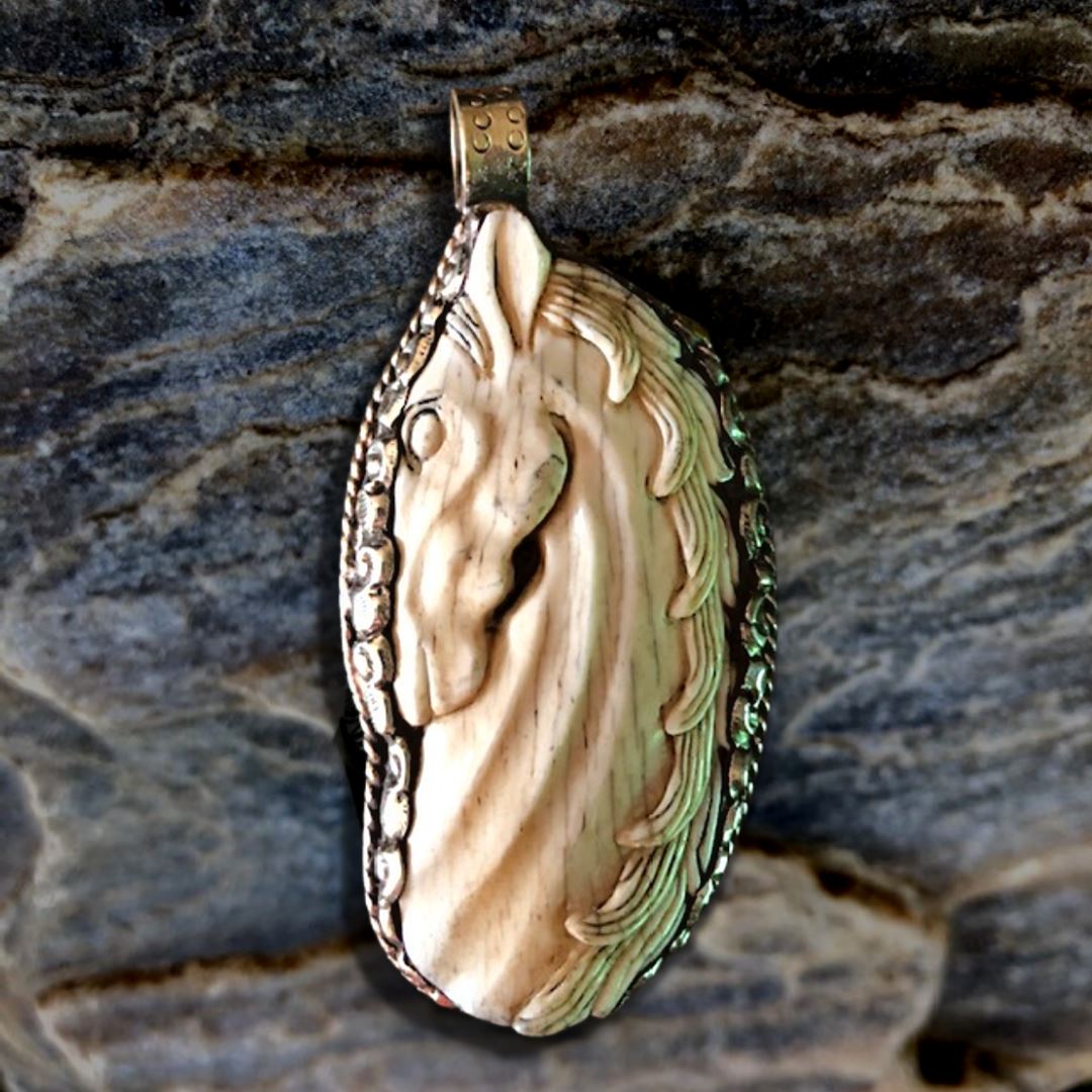 Horse w/ Curly Mane Carved Pendant Necklace | Yellowstone Collection Charms & Pendants Objects of Beauty Southwest 