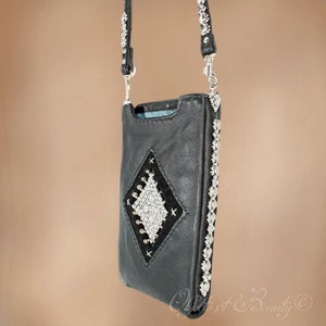 Indira Liquid Metal Leather Cell Phone Bag | SG Liquid Silver Mesh Purses and Bags Sergio Gutierrez Liquid Metal Jewelry 