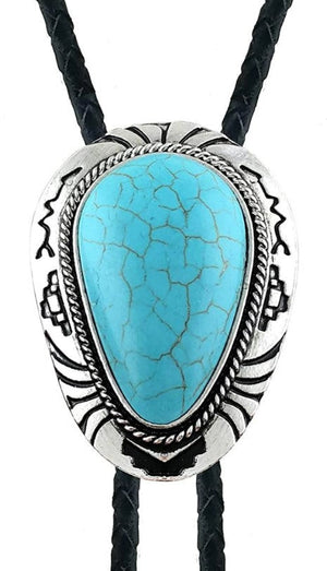 Inverse Turquoise Teardrop Bolo Tie | Yellowstone Collection Turquoise Necklace Objects of Beauty Southwest 