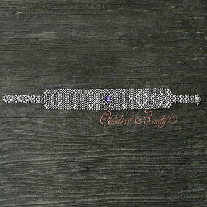 Iras Choker SG Liquid Silver Necklace | Purple Tanzanite Swarovski Crystal Necklaces Sergio Gutierrez Liquid Metal Jewelry 