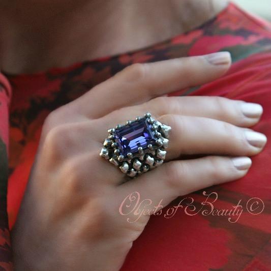 Isabella's Magic SG Liquid Metal Cocktail Ring rings Sergio Gutierrez Liquid Metal Jewelry Size 5 Antique Silver Plate 