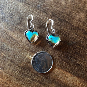 Kingman Turquoise Silver Heart Earrings | Yellowstone Spirit Southwestern Collection | Turquoise Earrings Objects of Beauty