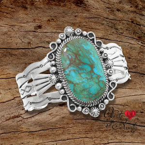 Kings Manassa Blue-Green Turquoise Cuff Bracelet | Yellowstone Spirit Southwestern Collection Turquoise Cuff Bracelet Objects of Beauty Southwest 