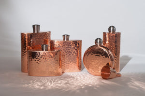 Kit Seamless Copper Boot Flask 5 oz. with Copper Funnel | Sertodo Copper Copper Flasks Sertodo Copper 