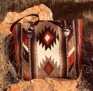 Lakota Sunset Handwoven Wool Tote Southwestern Bag | Yellowstone Spirit Southwestern Collection Wool Bag Objects of Beauty 