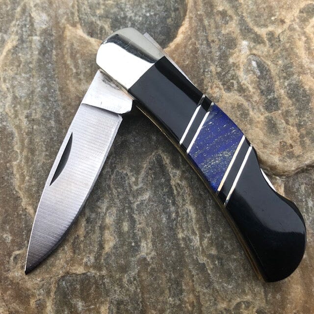 Lapis Lazuli Jet Onyx 3" Lock Back Knife | Santa Fe Stoneworks Knives | Yellowstone Spirit Southwestern Collection