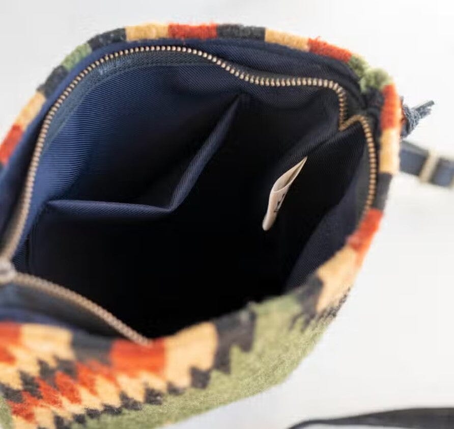 Lightning & Pine Green & Rust Handwoven Wool Shoulder Bag | Yellowstone Spirit Southwestern Collection Handwoven Wool Tote Objects of Beauty Southwest 