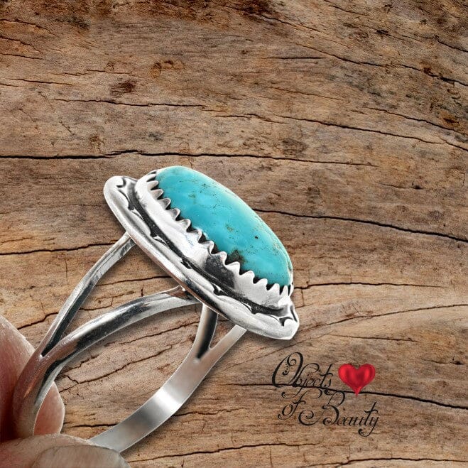 Man's Navajo Sterling Turquoise Moon Ring | Yellowstone Spirit Southwestern Collection Ring Objects of Beauty Southwest 