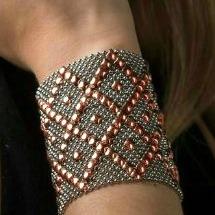 Michonne Stainless Steel w Rose Titanium Bracelet | SG Liquid Metal Bracelets Sergio Gutierrez Liquid Metal Jewelry 