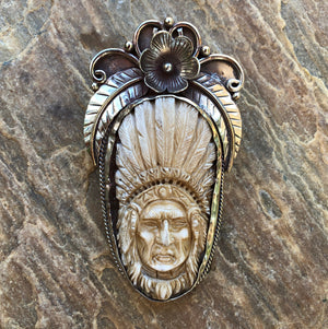 Native American Indian Chief ~ Carved Bone Necklace | Objects of Beauty Yellowstone Spirit Southwestern Collectio Objects of Beauty