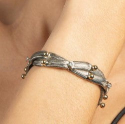 Precious Entwined Snake Bracelet w Gold and Zirconia Details liquid metal bracelet SG Liquid Metal 