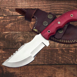 Red Micarta D2 Steel Tracker Bushcraft Knife | Yellowstone Collection Knife Poshland Knives 