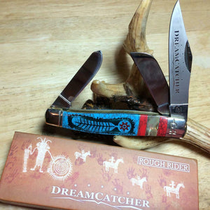 Rough Rider Dreamcatcher Stockman 4 1/4" Pocket Folder w Etched Feather Pocket Folders Objects of Beauty Southwest 