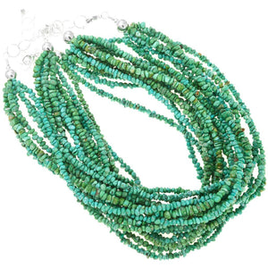 Seven Strand Navajo Bright Green and Blue Turquoise Southwestern Necklace Necklaces Objects of Beauty Southwest 