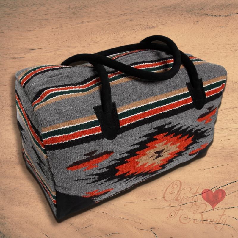 Smoky Mountain Trek Grey & Orange Duffel Bag | Yellowstone Spirit Southwestern Collection | Objects of Beauty