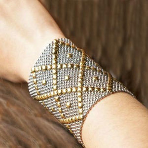 Sonequa Stainless Steel - Gold Titanium Bracelet | SG Liquid Metal Bracelets Sergio Gutierrez Liquid Metal Jewelry 