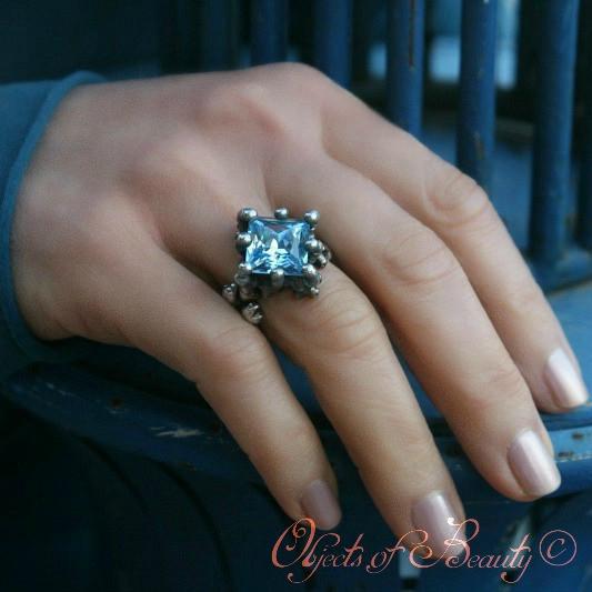 Sophia Sips SG Liquid Silver Mesh Ring | Sergio Gutierrez rings Sergio Gutierrez Liquid Metal Jewelry 