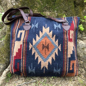 Southwestern Blues | Handwoven Wool Tote Bag Handwoven Bag Objects of Beauty 