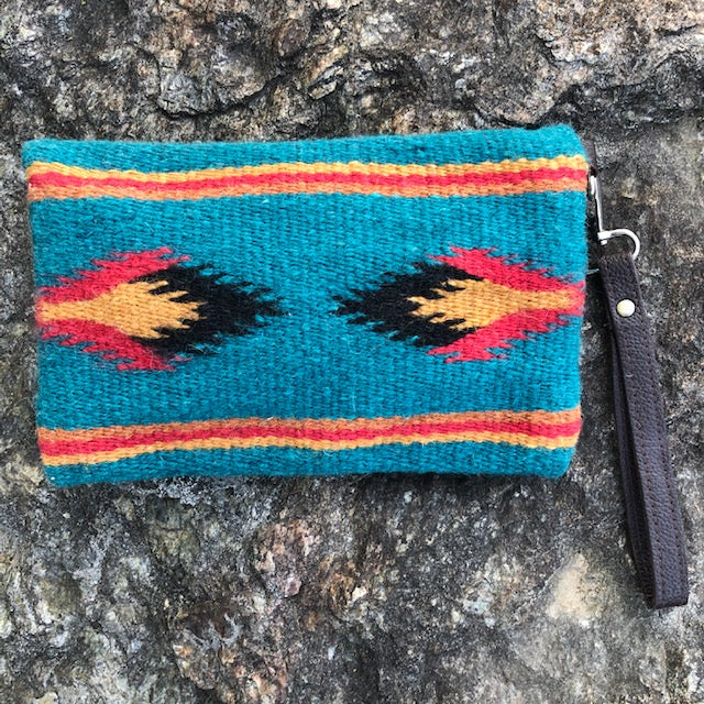 Southwestern Turquoise, Hot Pink, Gold, Black Wristlet Clutch Purse | Yellowstone Collection Purses and Bags Objects of Beauty Southwest 