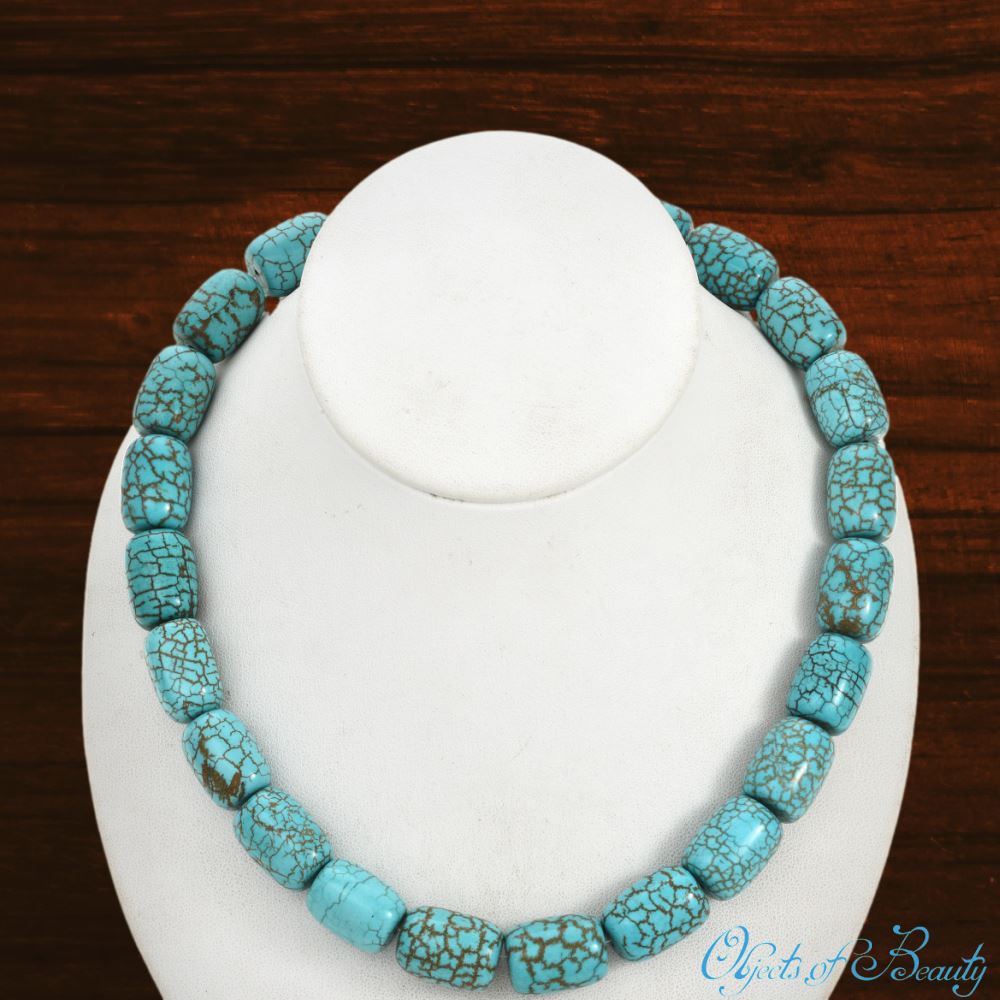 Spiderweb Turquoise Magnesite Chunky Southwestern Beads | Navajo Made Necklaces Navajo 