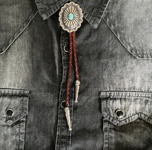 Sun Flower Turquoise Concho Southwestern Bolo Tie | Yellowstone Collection Turquoise Necklace Objects of Beauty Southwest 