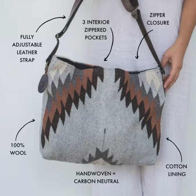Thunder Child Handwoven Wool Shoulder Tote | Yellowstone Spirit Southwestern Collection Handwoven Wool Tote Objects of Beauty Southwest 