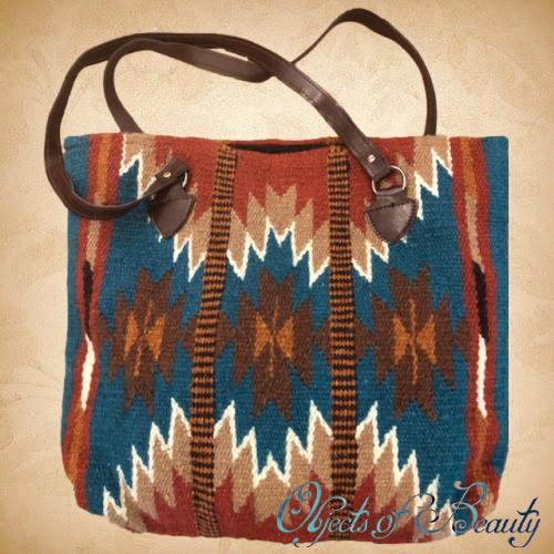 Manos Zapotecas Colornation Tote Wool Bag high quality Woven Zapotec Diamond Sage Green Brown