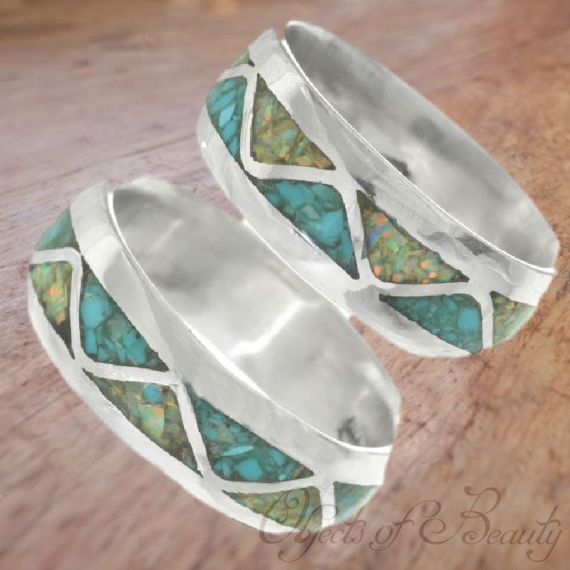 Turquoise Opal Sterling Ring for Man or Woman | Navajo Made rings Objects of Beauty 