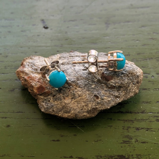 Turquoise Sterling Silver Stud Earrings | Objects of Beauty | Yellowstone Spirit Southwestern Collection