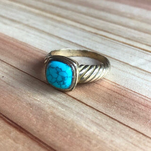 Turquoise w Soft Spider Vein Matrix Ring ~ One of a Kind Size 7 | Yellowstone Spirit Ring Objects of Beauty Southwest 