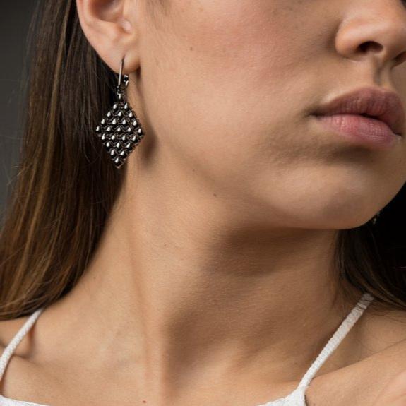 Twenty Five Times Black Chrome SG Liquid Metal Earrings Earrings Sergio Gutierrez Liquid Metal Jewelry 