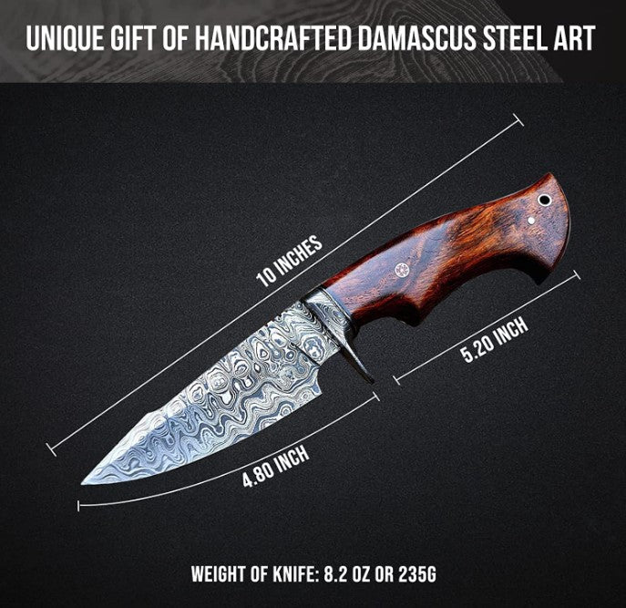 11” Custom Hand Forged Damascus Steel Full Tang Skinner Knife with