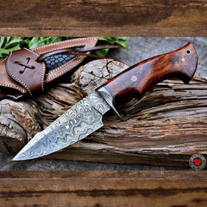 Walnut Damascus Bushcraft Knife | Yellowstone Spirit Southwestern Collection BigCat Knives 