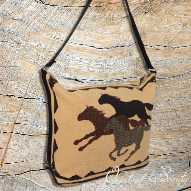 Wild Horse Cotton Shoulder Bag Handbags Objects of Beauty  | Native American Indian Chief ~ Carved Bone Necklace | Objects of Beauty Yellowstone Spirit Southwestern Collection