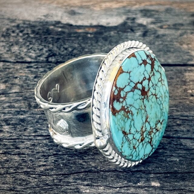 Yellowstone Round Kingman Turquoise Ring | Objects of Beauty Southwest side